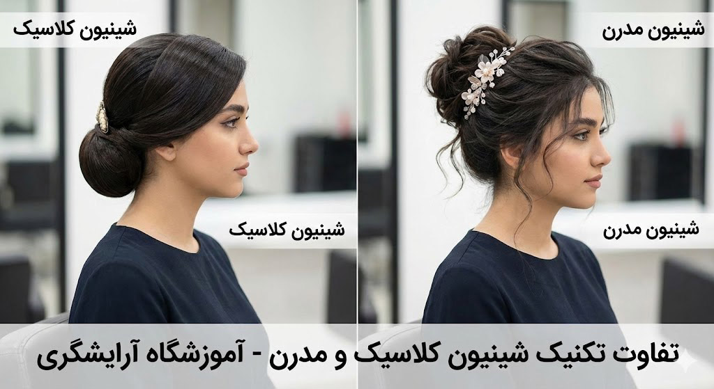 تفاوت تکنیک شینیون کلاسیک و مدرن