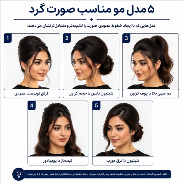 بهترین سبک شینیون برای صورتهای گرد