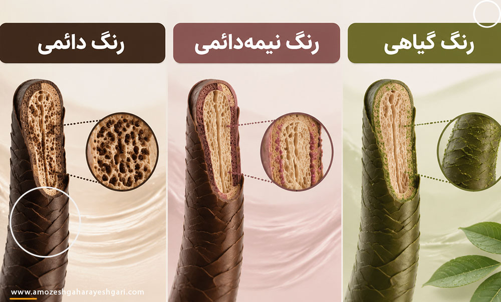 تفاوت رنگ موی دائمی نیمه دائمی و گیاهی